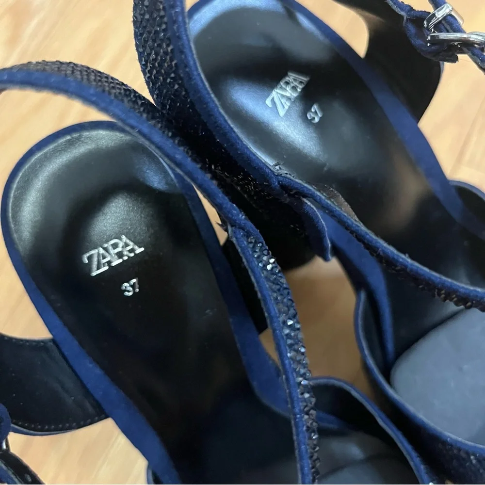 Zara Blue Rhinestone Platform Heels - Picture 5 of 9